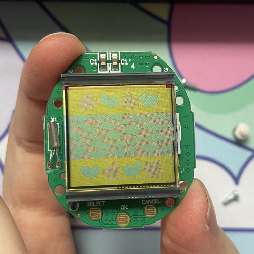 The screen side of my tamagotchi's circuit board